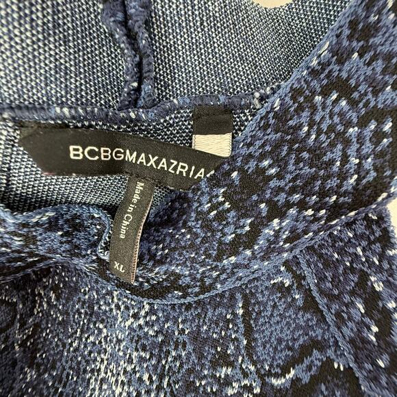 BCBG Maxazria Blue Snakeskin Halter Top Stretch Knit XL - Picture 3 of 4